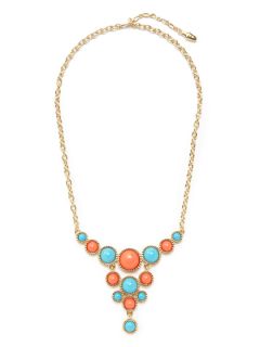 Turquoise & Coral Bib Necklace by Kenneth Jay Lane