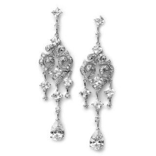 USABride Cubic Zirconia Crystal & Rhinestone Silver Chandelier Earrings 684 Dangle Earrings Jewelry