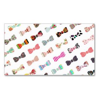 Trendy Girly  Colorful Patterns Cute Bows Business Card