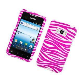 For LG Optimus Elite/LS696 Hard RUBBERIZED Snap on Case Zebra Pink and White 