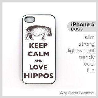 iPhone 5 Case Keep Calm And Love Hippos   Slim Lightweight Trendy Case Cell Phones & Accessories