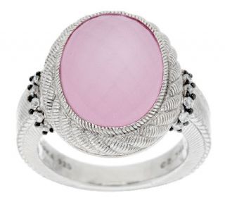 Judith Ripka Sterling Oval Doublet Gemstone and Diamonique Ring —