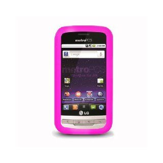 LG Optimus M MS690 C LW690 Hot Pink Soft Silicone Gel Skin Cover Case Cell Phones & Accessories