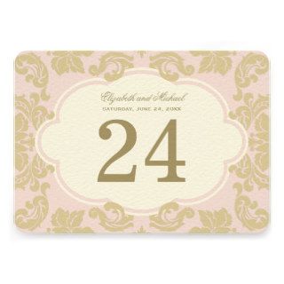 Pink, Ivory, Gold  Wedding Table Number Cards