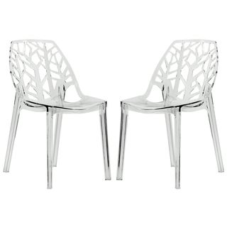 Modern Flora Clear Cut out Transparent Plastic Dining Chairs (set Of 2)