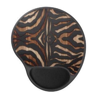 Wood and Leather Zebra Print Gel Mouse Mats