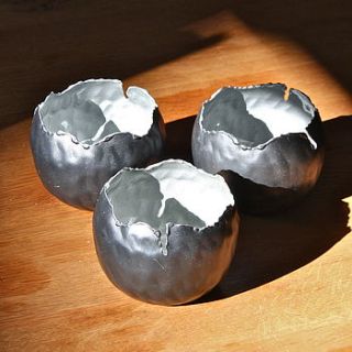 silver eggshell tealight holder by london garden trading