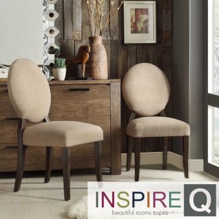 Inspire Q Paulina Tan Linen Round Back Dining Chair (set Of 2)