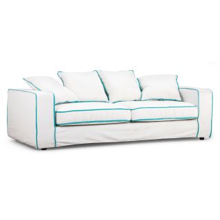 Vasteras Aqua Piping Sofa Linen