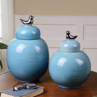 Becker 2 piece Blue Ceramic Jars Set