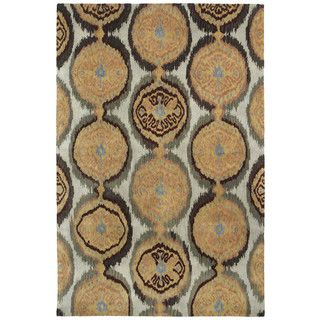 Swanky Beige Ikat Damask Wool Rug (76 X 9)