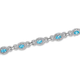 Blue Topaz and Diamond Bracelet in Sterling Silver   7.25   Zales