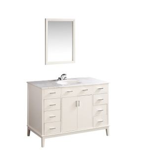 Simpli Home Urban Loft 49 in x 21.5 in White Undermount Single Sink Bathroom Vanity with Natural Marble Top