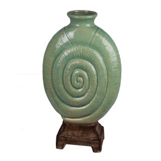 Privilege Large Ceramic Green Spiral Vase