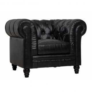 Zahara Black Leather Club Chair