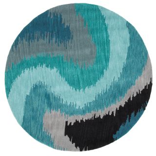 Tufted Casual Blue Round Rug 79 X 79