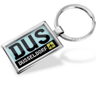 Keychain Airport code DUS / Dusseldorf country Germany   Neonblond Clothing