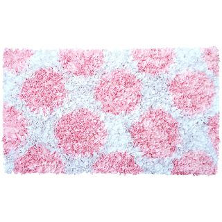 Manam Polkamania Pink and White Shag Rug (3' x 5') Manam Rugs