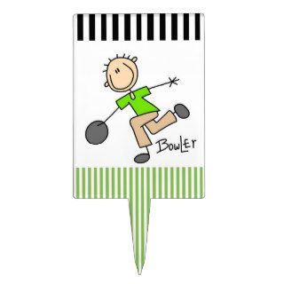 Stick Figure Male Bowler T shirts and GIfts Rectangular Cake Toppers