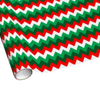 Green Red and White Chevron Christmas Wrapping Paper