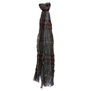 Burberry Nickel Brown Check Cashmere And Merino Crinkled Scarf