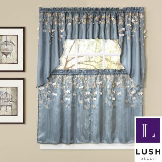 Lush Decor Flower Drops Blue Tiered Curtain Pair
