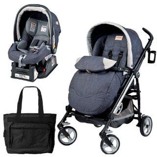 Peg Perego Switch Four Travel System with a Diaper Bag   Denim  Infant Car Seat Stroller Travel Systems  Baby