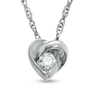 10 CT. Diamond Heart Knot Pendant in 10K White Gold   Zales