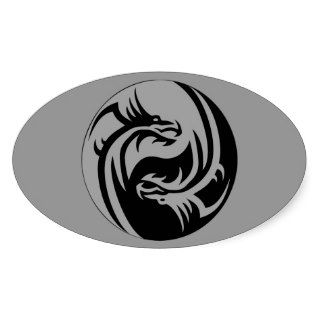 Tribal Dragons Yin Yang (Customizable) Oval Stickers
