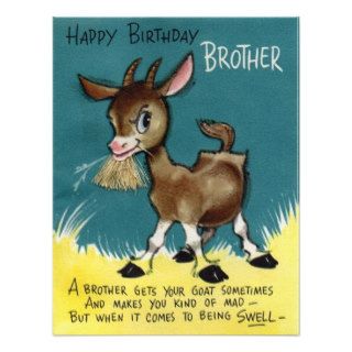 Brother   V Retro Happy Birthday Card Custom Invitation