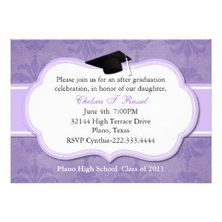 Lavender Damask Graduation Party Invitation