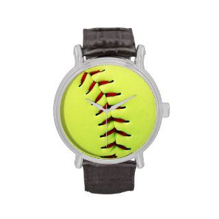 Yellow softball ball wristwatches