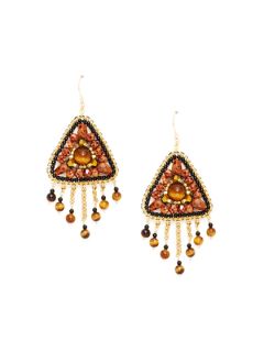 Tigers Eye Triangle Drop Earrings by Miguel Ases
