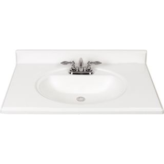 Style Selections White Cultured Marble Integral Single Sink Bathroom Vanity Top (Common 37 in x 22 in; Actual 37 in x 22 in)