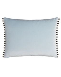 Velvet Pillow with Striped Silk Trim, 24 x 18