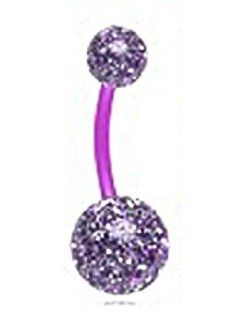 Flexible Purple Glitter Double Ball Navel Ring Belly Button Piercing Jewelry Jewelry
