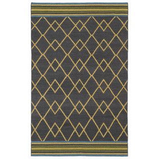 Flatweave Tribeca Ziggy Charcoal Wool Rug (90 X 120)