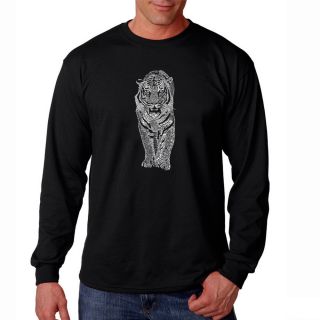 Los Angeles Pop Art Mens Endangered Species Tiger Black Long Sleeve T shirt