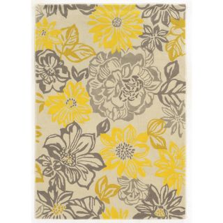 Trio Collection Floral Grey/ Yellow Area Rug (8 X 10)