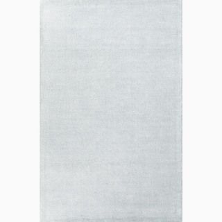 Handmade Solid Pattern Blue Wool/ Art Silk Rug (8 X 10)