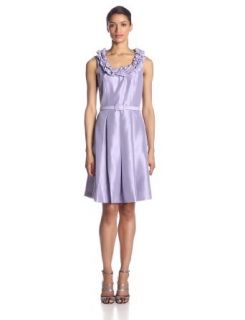 Jessica Howard Women's Sleeveless Ruffle Puff Neckline Dress
