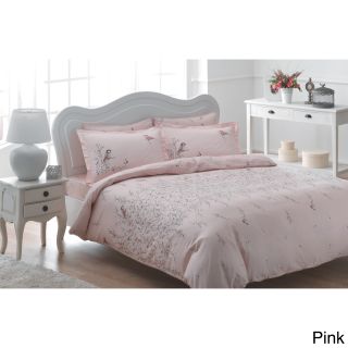Brielle Brielle Bamboo Twill Eden 3 piece Duvet Cover Set With Giftable Box Pink Size Full  Queen