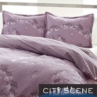 City Scene Blossom Purple Floral Reversible Comforter Set