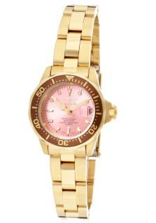 Invicta 12526  Watches,Womens Pro Diver/Mini Diver Pale Pink Dial 18k Gold Plated Stainless Steel, Casual Invicta Quartz Watches