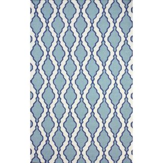 Flatweave Modern Trellis Lattice Light Blue Wool Rug (76 X 96)
