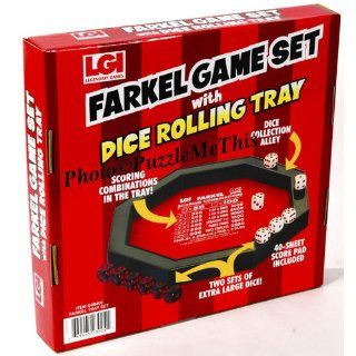 Farkel Game Set with Dice Rolling Tray Toys & Games