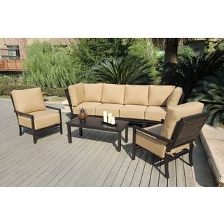 Brookfield Midnight Black And Gold Deep Seating Outdoor Sofa Set