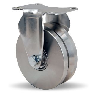 Hamilton Stainless Steel V Grooved Caster   4Dia.X1 3/8W Wheel   Precision Ball Bearing   Rigid