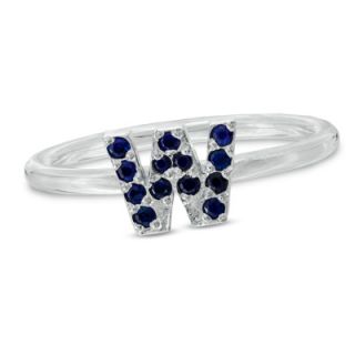 Sapphire Initial W Stackable Ring in Sterling Silver   Zales