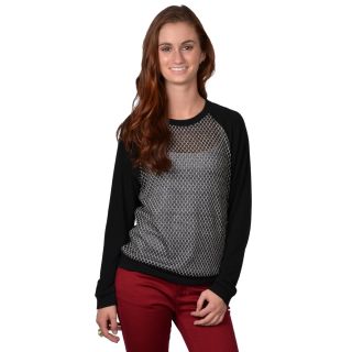 Journee Collection Womens Long Sleeve Sheer Front Top